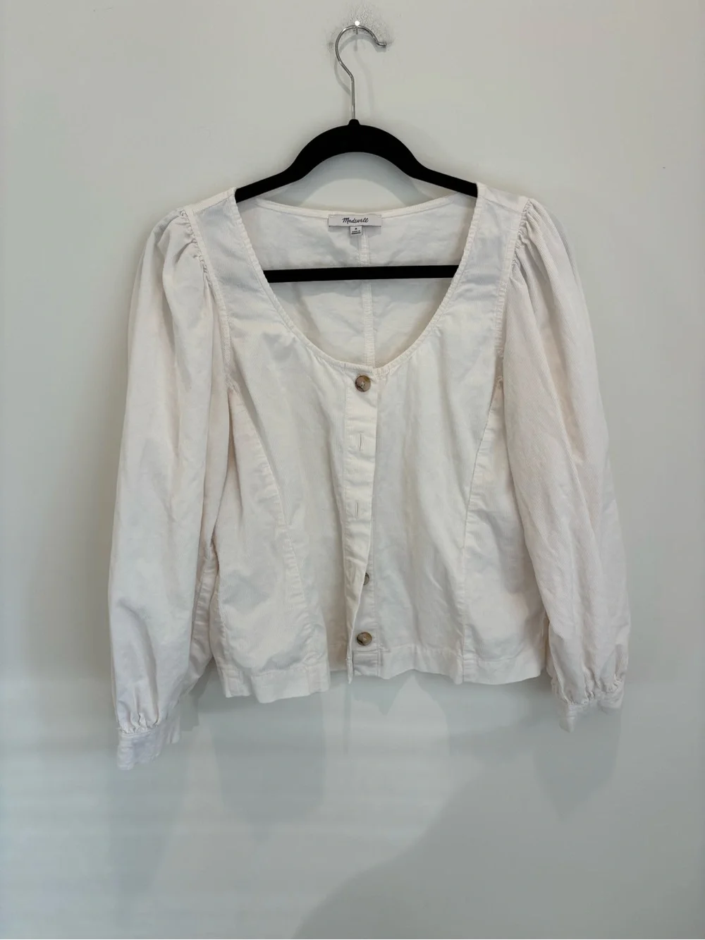 Madewell corduroy White Scoop Neck Button Front Blouse